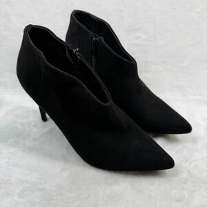 Journee Collection Womens Black Faux Suede Pointed Toe Stiletto‎ Ankle Booties 9
